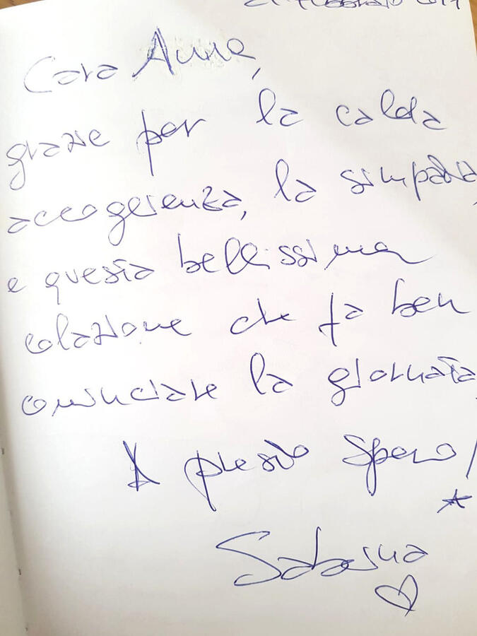 Biglietto di ringraziamento per la calda accoglienza e la colazione